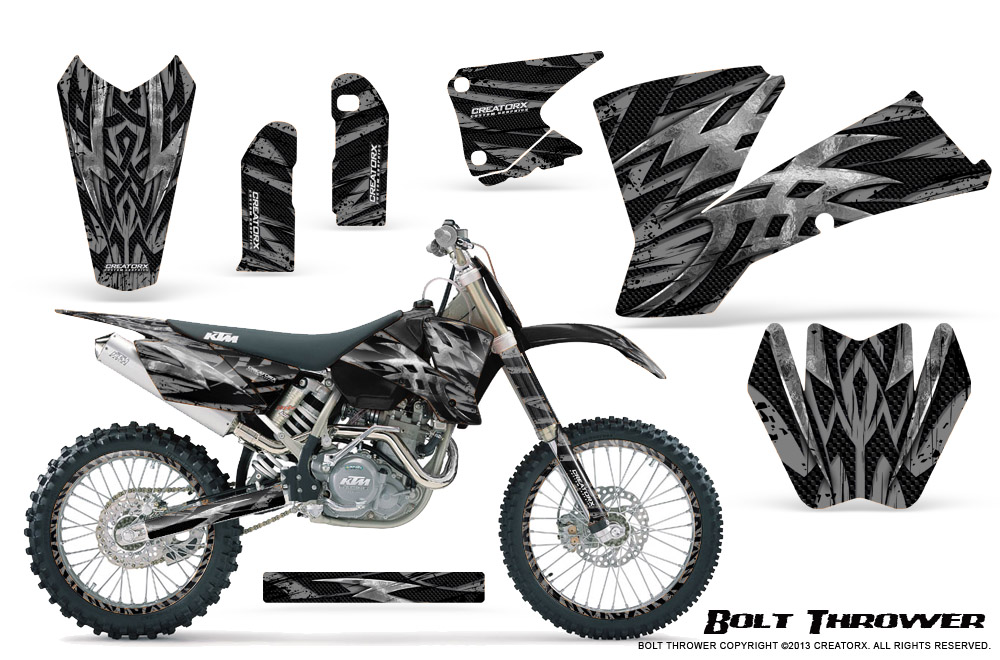 KTM C1 SX EXC MXC Graphics Kit Bolt Thrower Silver NP Rims